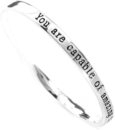 Rue B You Are Capable Of Amazing Things Inspiring Silver Quote Bangle