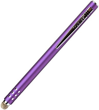 TruGlide Mesh Fiber Stylus with Microfiber Knit Tip for All Capacitive Touch Screen Tablets, iPad, and Smartphone (Purple with Silver Clip)