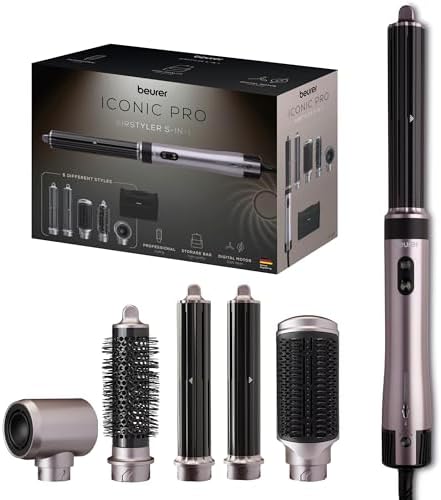 Beurer HT 110 Airstyler 5 in 1, Styler multifunzionale per capelli per boccoli, lisciatura e volume, styling delicato per tutti i tipi di capelli, ceramica-tormalina, tecnologia agli ioni, 5 accessori