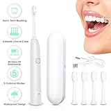 ☺FRECUENCIA ULTRASóNICA: Cepillos de dientes eléctricos sónicos con 31,200 micro cepillados por minuto.Para una limpieza potente y menos ruidosa, por medio de micro movimientos de alta frecuencia combinados con presión de agua y pulsaciones.Elimina hasta 100% más placas y manchas, mejora tu salud bucal y las encías.