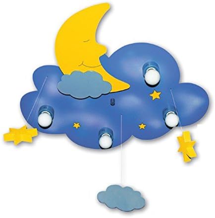 Deckenleute Traumwolke blau Waldi 65102.0, 4 x 40W/E14 oder ESL max. 4 x 7W/E14 Maße: L 62cm, B 53cm, H 8cm