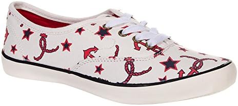 Bleeding Heart Anchor Lace Up Shoes (White/Red) - UK 4