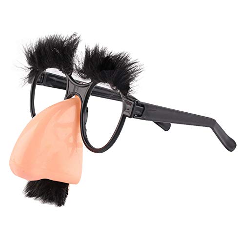 Macxy - 1pcs de Halloween Bigote Nariz Falsa de la ceja del Payaso Divertido Complementos Disfraz Fiesta Gafas Grande de la Nariz de la Barba de los vidrios del Partido de Accesorios [2 Piezas]