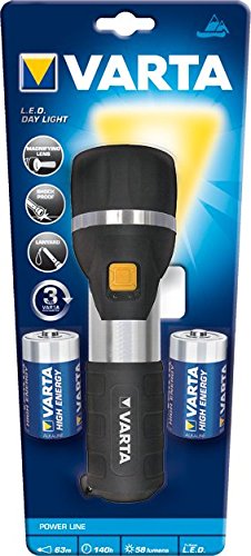 Varta 7x 5mm LED Day Light Taschenlampe inkl. 2x High Energy D Batterien Flashlight Leuchte Lampe Taschenleuchte Taschenlicht für Haushalt, Camping, Angeln, Garage, Notfall, Stromausfall, Outdoor - 2