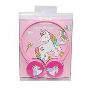 ALWAYS TREND Unicorn Kids Wire Headphone with mic Foldable Adjustable On-Ear Headphones for School, Compatible with Cellphones, Tablets, PC (Pack of 1) (Blue)