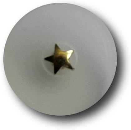 Knopfparadies Sewing Buttons - Set of 6 Cute Plastic Buttons, Frosted Glass Look with Little Star in the Middle - Colour: Frostes Glass (Transparent) / Gold, Ø approx. 15mm
