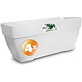Gardebruk® 4x Vibia Campana Rectangular Flower Pots | Sustainable Recycled Plastic | Planter Box Plant Pot | Frostproof | Suitable for Indoor or Outdoor Use | 80x33x35cm | White