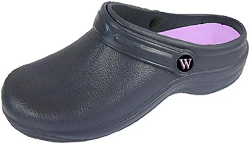 Women's Garden Clogs, Slip On, Lightweight, Synthetic. (6, Navy)