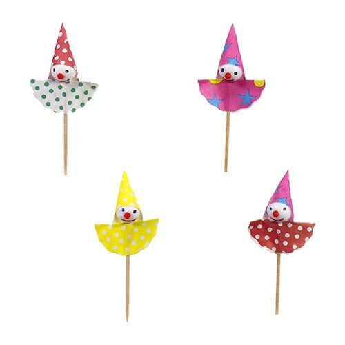 144 Deko-Picker 8 cm "Clown" Geburtstag