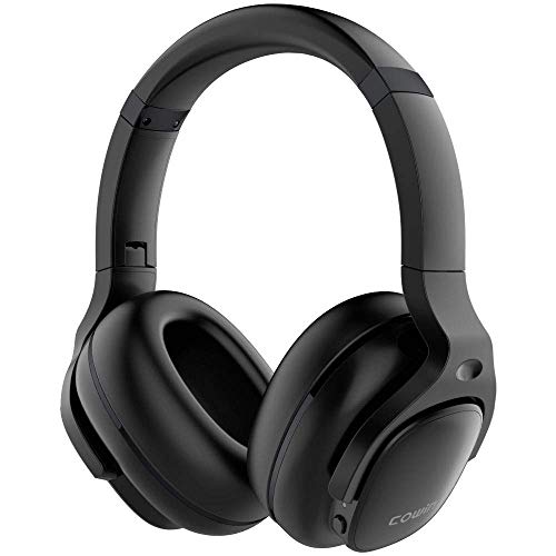 Cowin E9 Auriculares Bluetoothcon inalámbricos con cancelación Activa de Ruido sobre la Oreja con micrófono/Aptx, cómodas Almohadillas proteicas, 30 Horas de Juego para Viajes/Trabajo, Negro