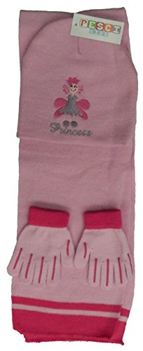 Knitted Hat, Scarf & Gloves (Light Pink ~ 3-6 Years)