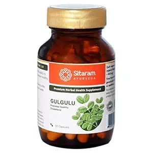 Sitaram Ayurveda Gulgulu Capsules 60 Nos | Guggulu Promotes Healthy Cholesterol | Relieves pain and inflammation in bones,muscles and joints