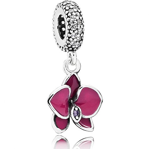 Pandora Damen-Charm Orchidee 925 Silber Emaille Zirkonia weiß – 791554EN69