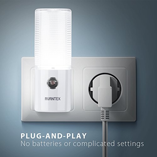 AVANTEK LED Nachtlichter mit Sensor, Stromsparendes Steckdosenlicht für Kinderzimmer, Fluren und Treppen, Kaltweiß, [2er-Set] - 5