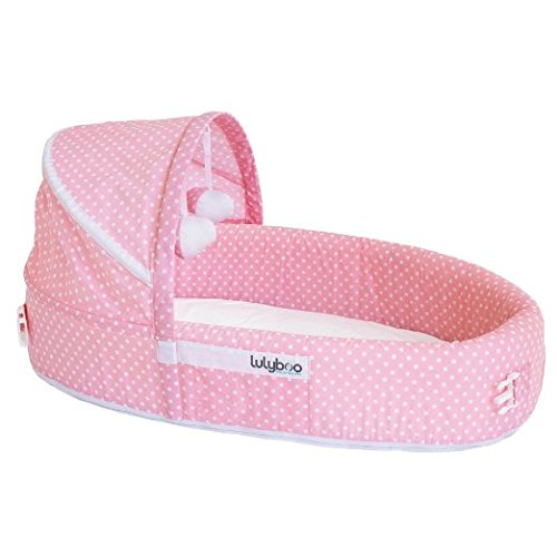 LulyBoo Baby Lounge to Go, FOLDABLE Baby Bassinet / Travel Bed / Cot (Pink Dots)