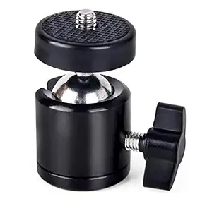 Digicare Mini Ball Head Hot Shoe Mount Adapter 360 Degree Swivel Mini Ball Head 1/4 Tripod Screw Head for Cameras, Camcorders, Smart Phone, Gopro, LED Video Light, Ring Light, Microphone