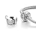 Produktbild rubyca Silber Clip Lock Stopper Verschluss Perlen Charm passend für europäische Snake Kette Armband, Kupfer, Model 136 Silver Plated, 10 Stück