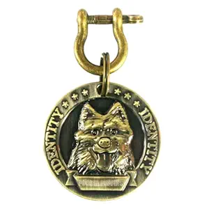 Foodie Puppies Antique Shape Round Metal Collar Identity Tag, Memorial Personalized Dog, Pendant Cum Tag Bronze for Dogs (Pack of 1)