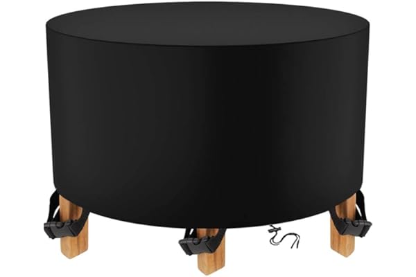 TopIdea Housse Table de Jardin Ronde 600D Housse Protection Table Jardin Housse de Protection Salon de Jardin Imperméable Housse de Table Exterieure Housse de Meuble Étanche Ronde 110x80cm