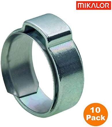 10 x Mikalor W1 Single Ear O Clips with Insert Stepless Inner Ring. Hose Clamps [ 10.5 - 12.5mm ]