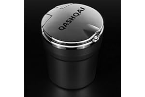 CWEN Für Nissan Qashqai J11 X-Trail Murano mit LED-Lichter Auto Logo Kreative Persönlichkeit Aschenbecher Creative Zigarette Mülleimer Accessori (Color Name : Black)