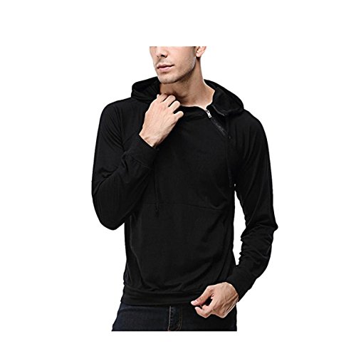 Preisvergleich Produktbild VENMO Herren Kaputzenjacke Zipper Langarm Pullover Sport Sweatjacke Langarmshirt Solide Outwear Hoodie mit Kapuze Tops Jackenmantel Classic Hooded Jacket Kapuzenpullover Sweatshirt (XL, Black)