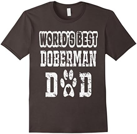 Men's World's Best Doberman Dad Dog Lover Distressed T-Shirt 2XL Asphalt