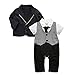 ZOEREA Infant Toddler Boy Baby Tuxedo Onesie With Necktie Gentleman Romper Jumpsuit Outfit Plaid Striped Clothes Great Costume for Special Occasions like Halloween, Christmas
