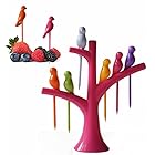 Birdie Plastic Fruit Fork Set, 7-Pieces, Multicolour