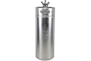 Hopsbrew Mini 304 Acciaio Inossidabile Keg Growler (10L Argento Standard con Lancia)