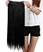 S-noilite Fashion 26 Inches (66cm) Half Full Head One Piece 5clips Clip in Hair Extensions Long Straight Extension(Dark Black)