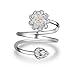 Produktbild Canarea Ringe Damen Mädchen 925er Sterling Silber Hypoallergen Lotus Blumen Süße Trauringe Zeigefinger-RIng Verstellbar
