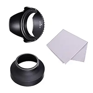 Leepesx 67mm Lens Hood Set with Tulip Flower Lens Hood + Collapsible Rubber Lens Hood + Lens Cleaning Cloth Replacement for Canon EOS 7D 70D 77D 80D 90D Rebel T7i T6i T6s for Canon EF-S 18-135mm f