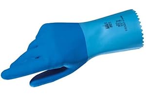 MAPA PROFESSIONAL JERSETTE 301 Latex Chemical Resistant Cleaning Gloves, Waterproof, Kitchen, Dishwashing, Floor, Household, Industrial, Plastering Washable/Reusable Blue Size 7 Small Protective Safety Gloves (1 Pair)