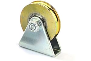 feedal 38mm U Groove Wheel Heavy Duty Rigid Steel Caster Wheel Barn Door Bearing Sliding Gate Roller Pulley Wheels with Bracket Working Capacity 100kg (U Groove)