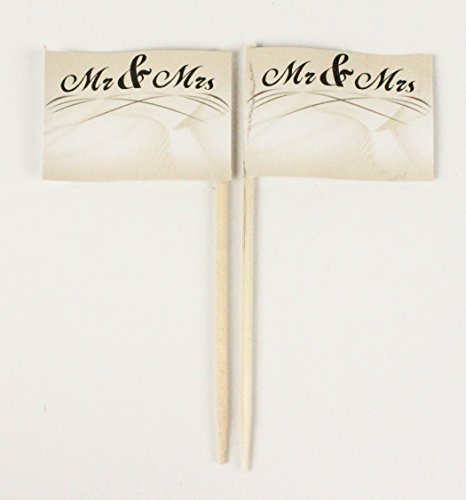 Party-Picker Flagge Hochzeit 6 Mr and Mrs Papierfähnchen in Profiqualität 50 Stück Beutel Offsetdruck Riesenauswahl aus eigener Herstellung …