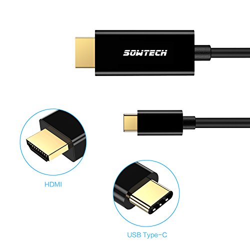 USB C auf HDMI Kabel, SOWTECH 1.8m/5.9ft USB 3.1 Typ C zu HDMI 4K Ladekabel Datenkabel unterstützt Ultra-HD für Tablets wie 2016 MacBook Pro, MacBook 12,Dell XPS 13 / 15, Dell Alienware Samsung Galaxy S8 / S8 Plus, ChromeBook Pixel, Lumia 950/950XL, HTC 10/ 11 - 7