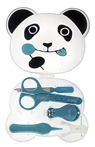 U-GROW Panda Manicure Set with Nail Clipper, Scissors & Delicate File Kids Nail Care Safety for Newborn, Infants (Blue)