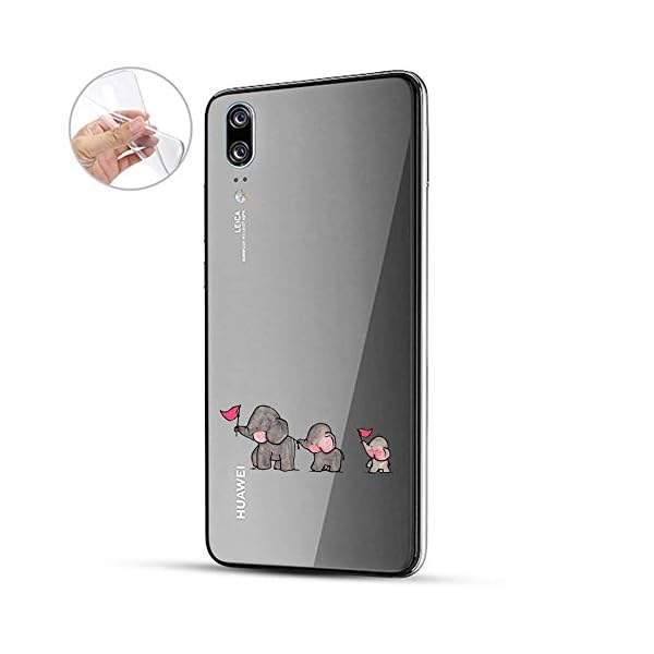 Finoo Hülle für Huawei P20 - Handyhülle mit Motiv und Optimalen Schutz TPU Silikon Tasche Case Cover Schutzhülle - Elefanten Marsch – Bild 3