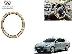 Universal Hub Car Steering Wheel Cover (Diamond Plus Beige Crock) for Renault Scala