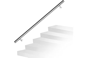 Daromigo Barandilla de acero inoxidable, pasamanos para escaleras, pasamanos de pared, escaleras con soporte de pared y tapas finales, barandilla de escalera interior y exterior, longitud: 120 cm