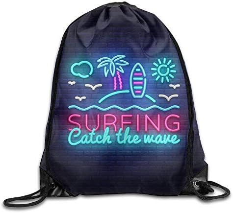HLKPE Surfing Catch The Wave Print Drawstring Backpack Durable Shoulder Bags ort Gym Bag For Men And Women