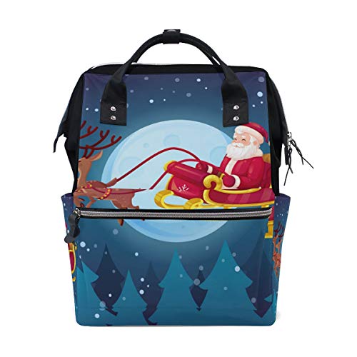 Preisvergleich Produktbild Große Kapazität Windeltasche Mumienrucksack für Babypflege, Santa Claus fliegender Schlitten, stilvoll, multifunktional, wasserdicht, für Mama und Papa
