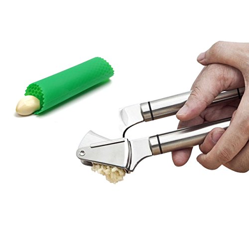 Gr8Life Knoblauchpresse , Knoblauchschneider aus Edelstahl mit Knoblauchschäler