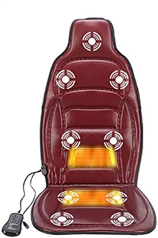 DIELIAN Vibrating Car Seat Cushion Cover Massager for Back, Neck, and Thigh with 8 Motor Vibrations 4 Modes 3 Speed ??Heating at Home Office Car , Red