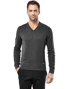 Vincenzo Boretti Herren Pullover - klassischer Strickpullover mit V-Ausschnitt, tailliert/slim-fit