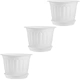 Gardens Need Jasmin Pot - 10 Inch White Color Set of 3 Piece with Drip Tray , This Planters are Best for Any Size of Plant Yo