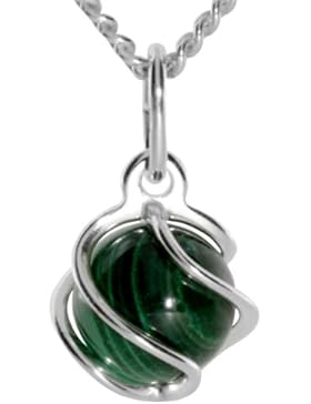 InCollections Damen-Anhänger 925/000 Sterlinsilber mit Malachit inklusive Panzerkette 45 cm 5480200012401