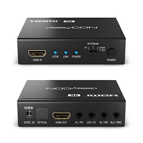 deleyCON 4K HDMI Audio Extractor Konverter 7.1 CH Digitaler Audio Adapter Konverter Dolby Digital HDMI SPDIF Toslink Optisch L/R Stereo Digital Analog Wandler - 3
