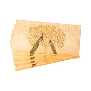 Minimal Affairs 10 Pcs Premium Unique Printed Design Shagun Envelopes, Designer, Money Shagun Cash Envelopes, Sagan Cards for Weddings Birthdays Rakhi Gifting ? Peacock - Light Peach